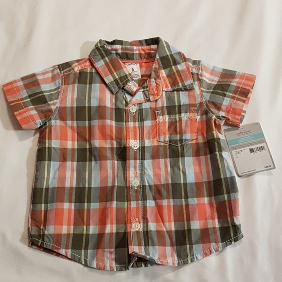 Carter's boys 6 months plaid button up nwt - Picture 1 of 4